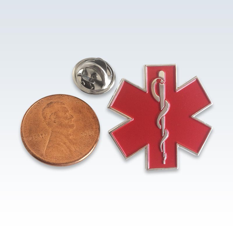 Red Star of Life Lapel Pin Size