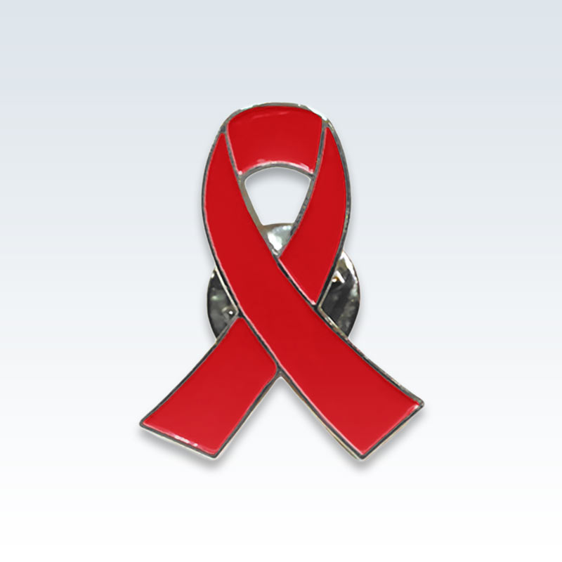 Red Ribbon Breast Pin