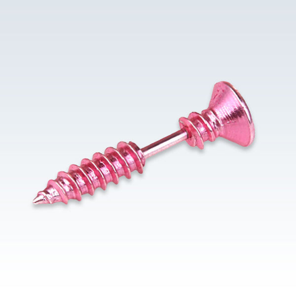 Pink Stainless Steel Screw Earring Stud