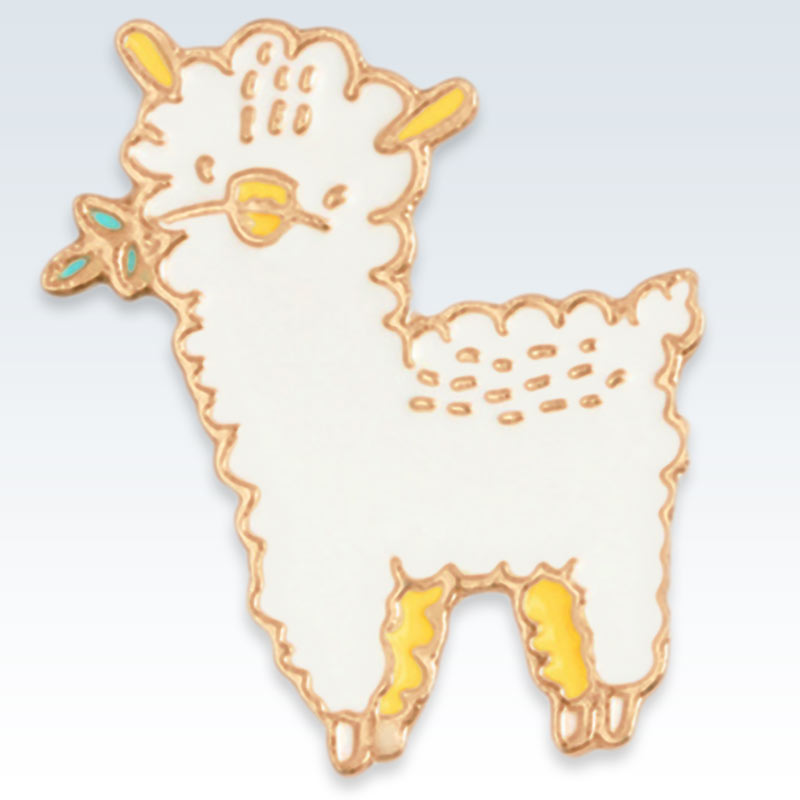 Gold and White Sheep Lapel Pin Detail