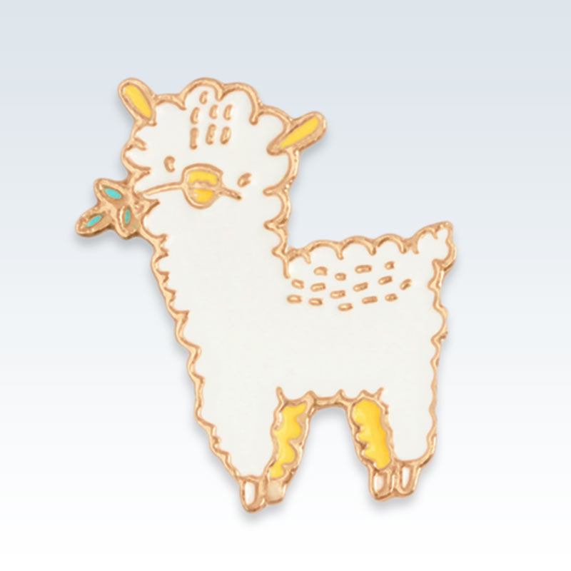 Gold and White Sheep Lapel Pin
