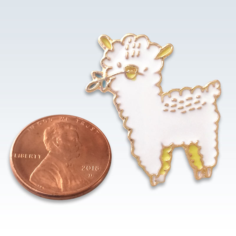 Gold and White Sheep Lapel Pin Size