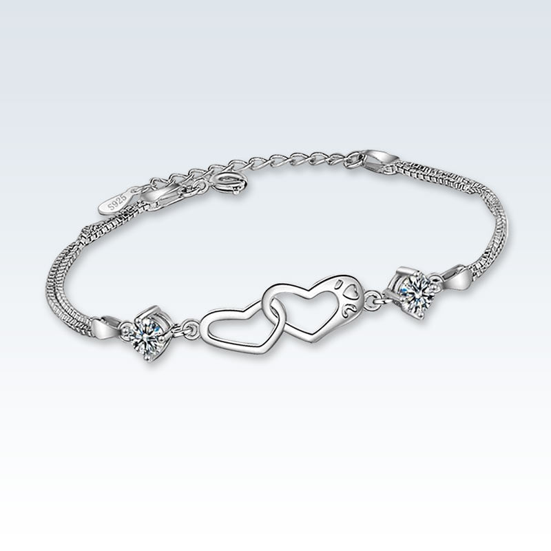 Sterling Silver Heart Charm Bracelet