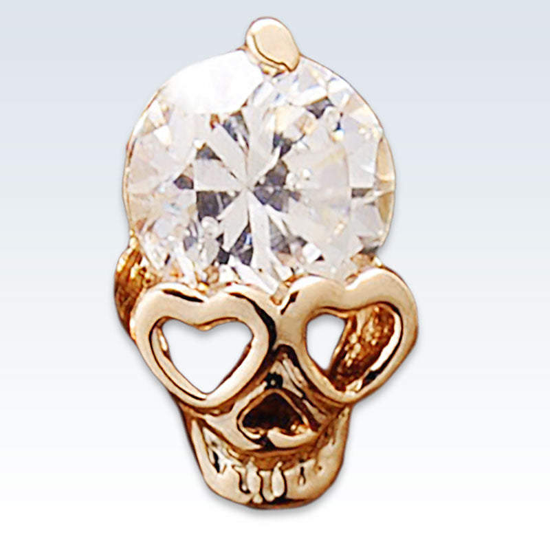 Gold Skull CZ Earring Stud Deetail