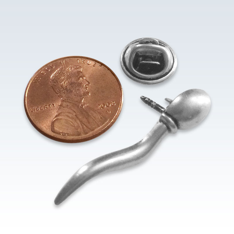 Silver Spermatozoa Lapel Pin Size