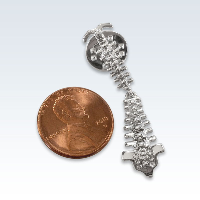 Silver Spine Lapel Pin Size