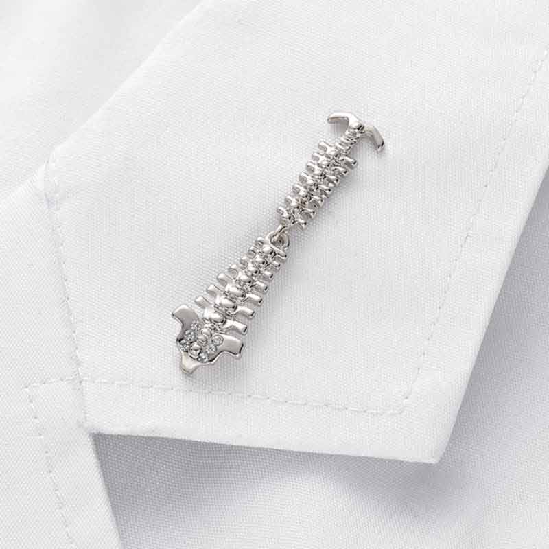 Wearing Silver Spine Lapel Pin