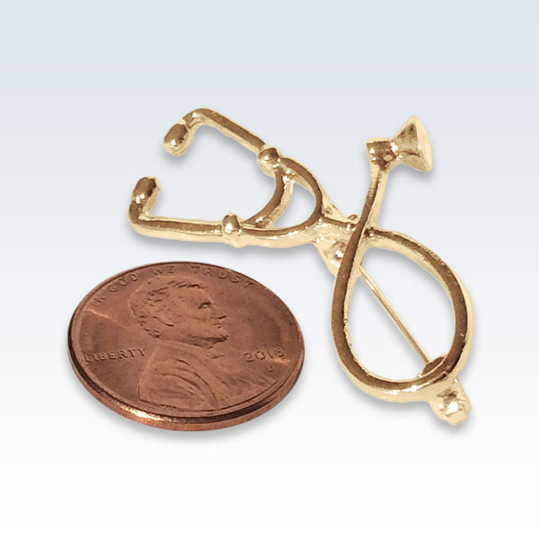 Stethoscope Gold Medical Lapel Pin Size