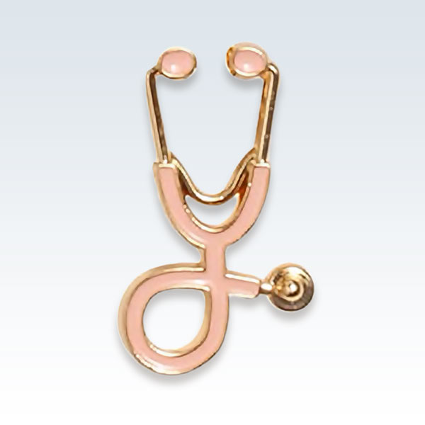 Stethoscope Lapel Pin Pink Gold