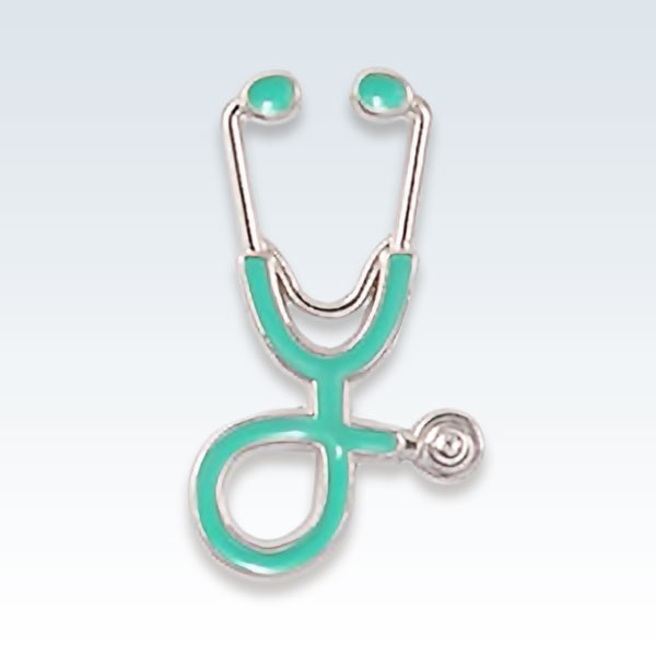 Stethoscope Lapel Pin Teal Silver