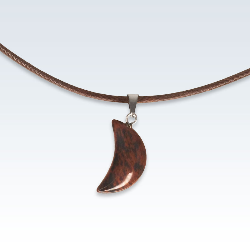 Red Stone Crescent Necklace