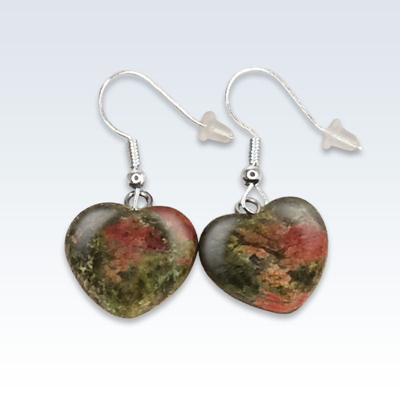Green Stone Heart Earrings