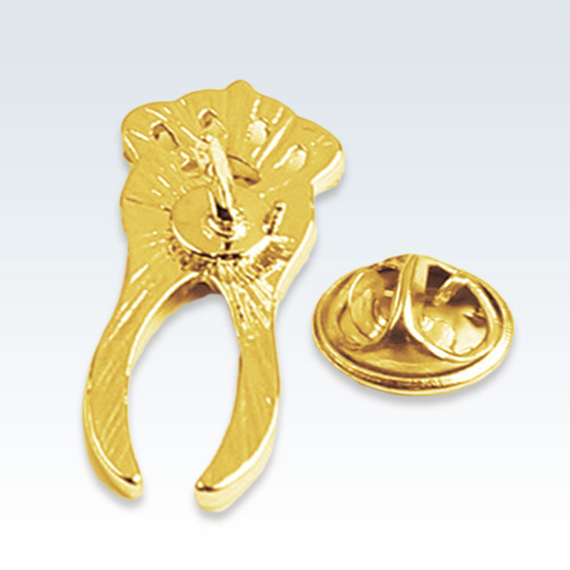 Gold Crowned Tooth Lapel Pin Back