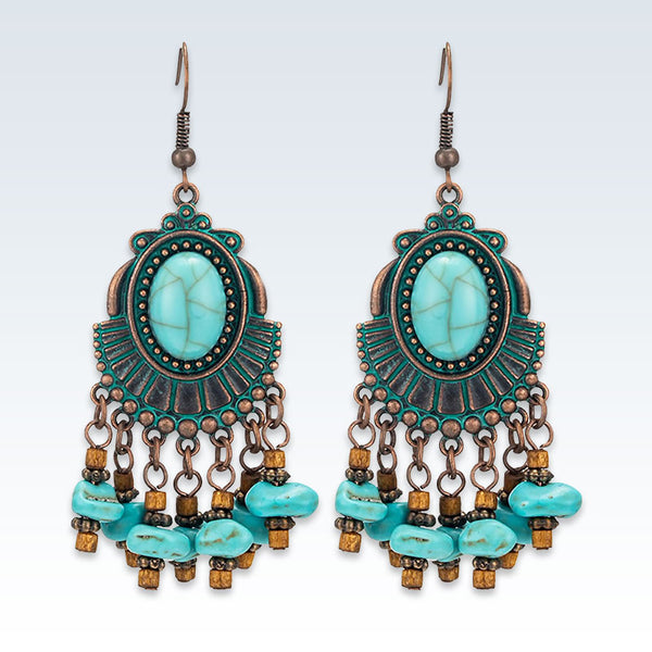 Bohemian Turquoise Bronze Earrings
