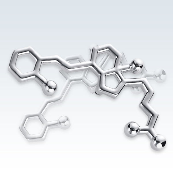 Vitamin D Molecule Silver Lapel Pin Detail