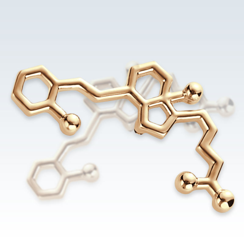 Vitamin D Molecule Gold Lapel Pin Detail