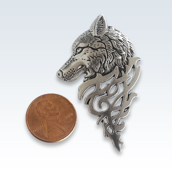 Wolf Brooch Silver Size