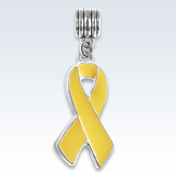 Awareness Ribbon Yellow Metal Charm