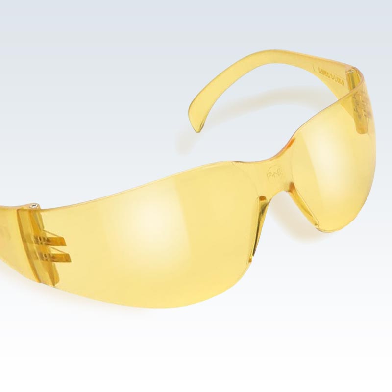 Yellow Anti-Scratch Safety Glasses Detail