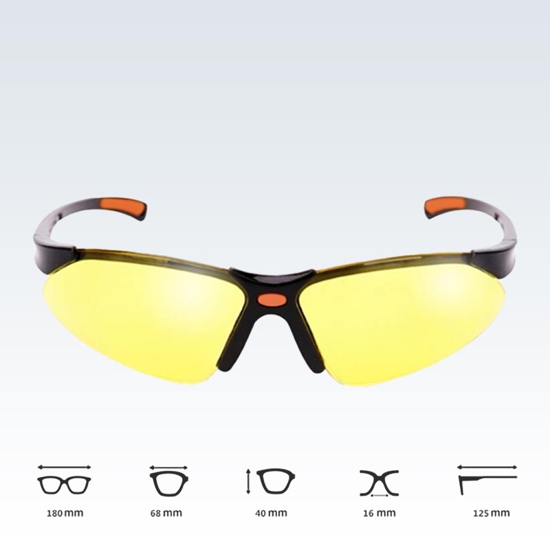 Yellow Safety Glasses Dimensions